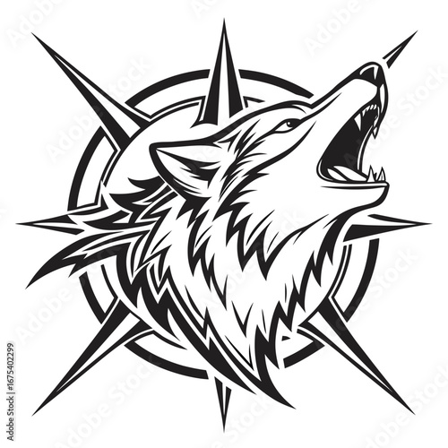 Howling Wolf Compass - Vector Graphic
