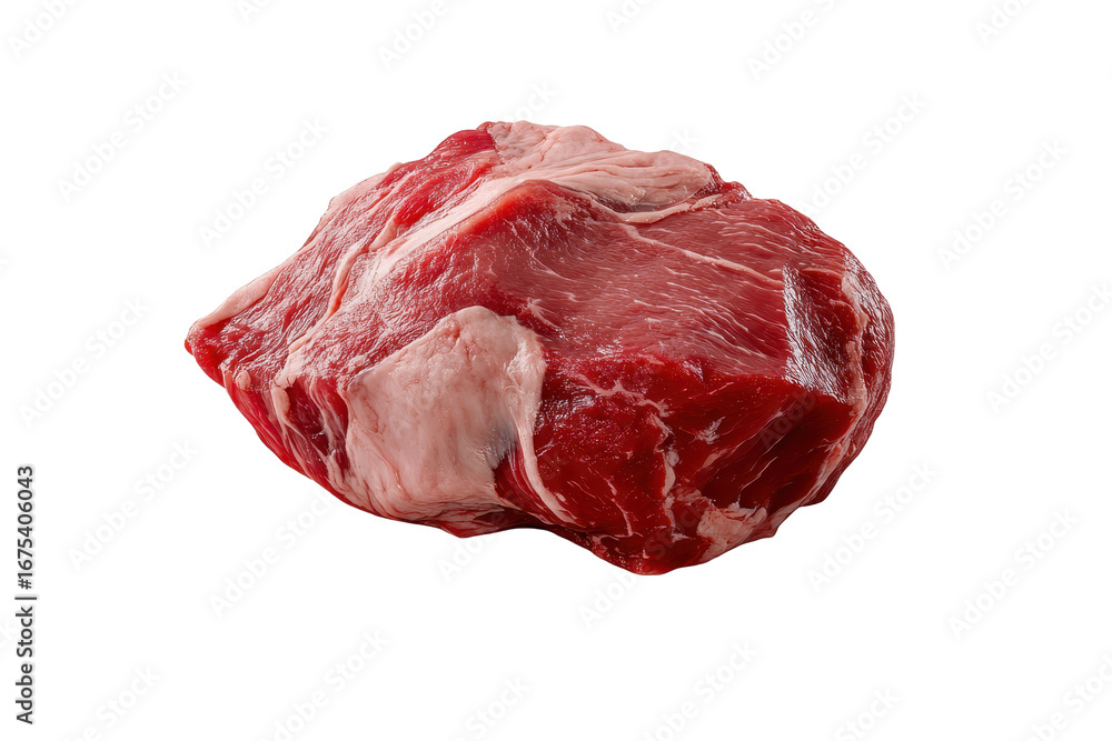 Fototapeta premium Fresh raw beef meat isolated on transparent background showing rich color and marbling for culinary uses and food presentation