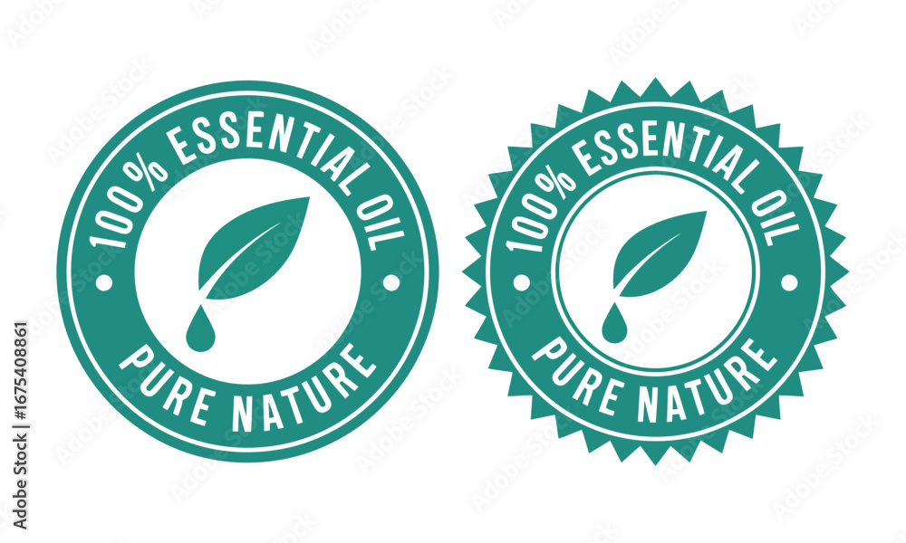 Obraz premium Vector Essential Oil Logo Design Two Circular Badges