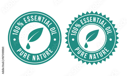 Vector Essential Oil Logo Design Two Circular Badges