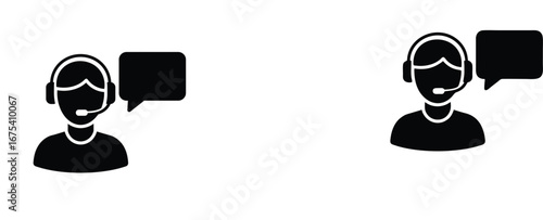 Online support and telemarketing consultant vector icons for technical assistance and helpdesk services