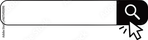 Simple vector illustration of a cursor clicking the search button on a blank web search bar
