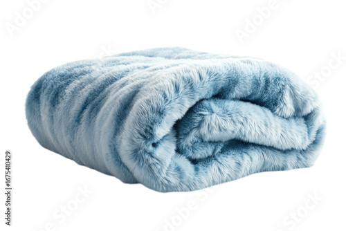 Soft blue plush blanket folded neatly on a surface, perfect for cozying up during colder months