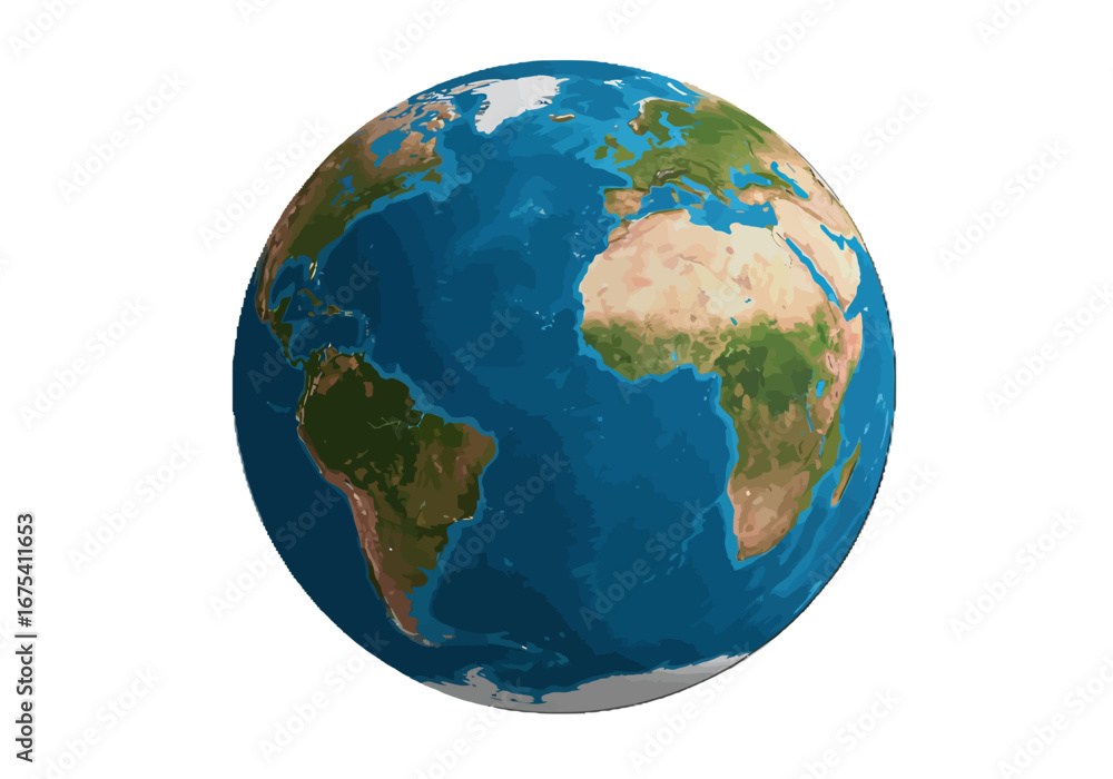 Fototapeta premium Illustrated Earth Globe Featuring Continents and Oceans.