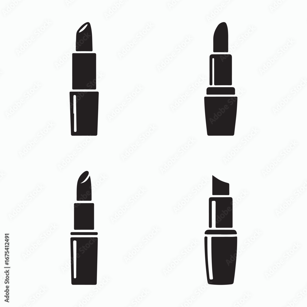Obraz premium Lipstick Solid Icons Set Cosmetic Design