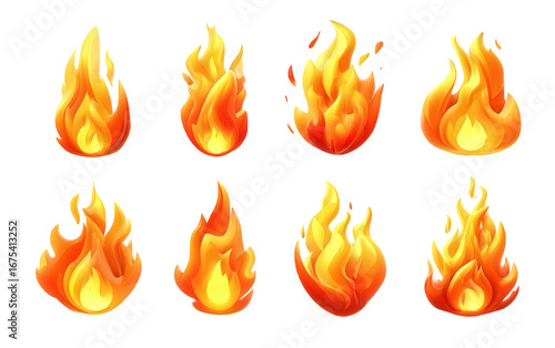Pixel Art Fire Flames Animation: Orange And Yellow Digital Design Elements
