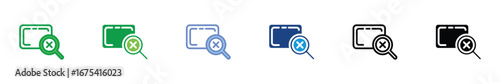 Remove Search Icon Set – Delete, Cancel, and Error Magnifying Glass Symbol