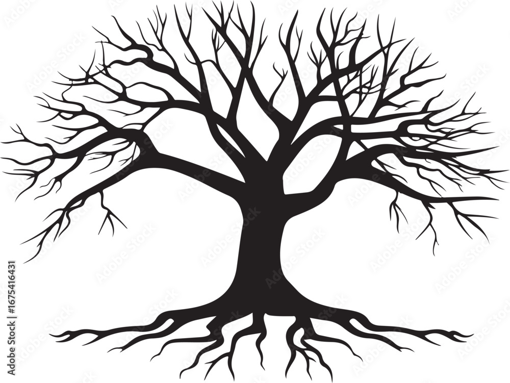 Obraz premium Spiritual Tree with Roots Vector Graphics