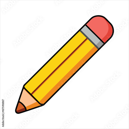Cute Cartoon Yellow Pencil Illustration