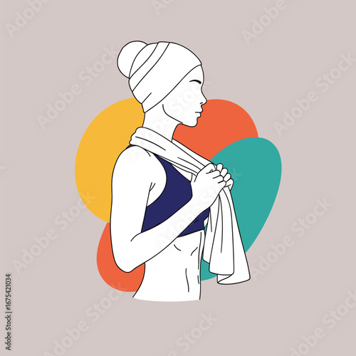 Woman with a towel after workout fitness health and wellness concept