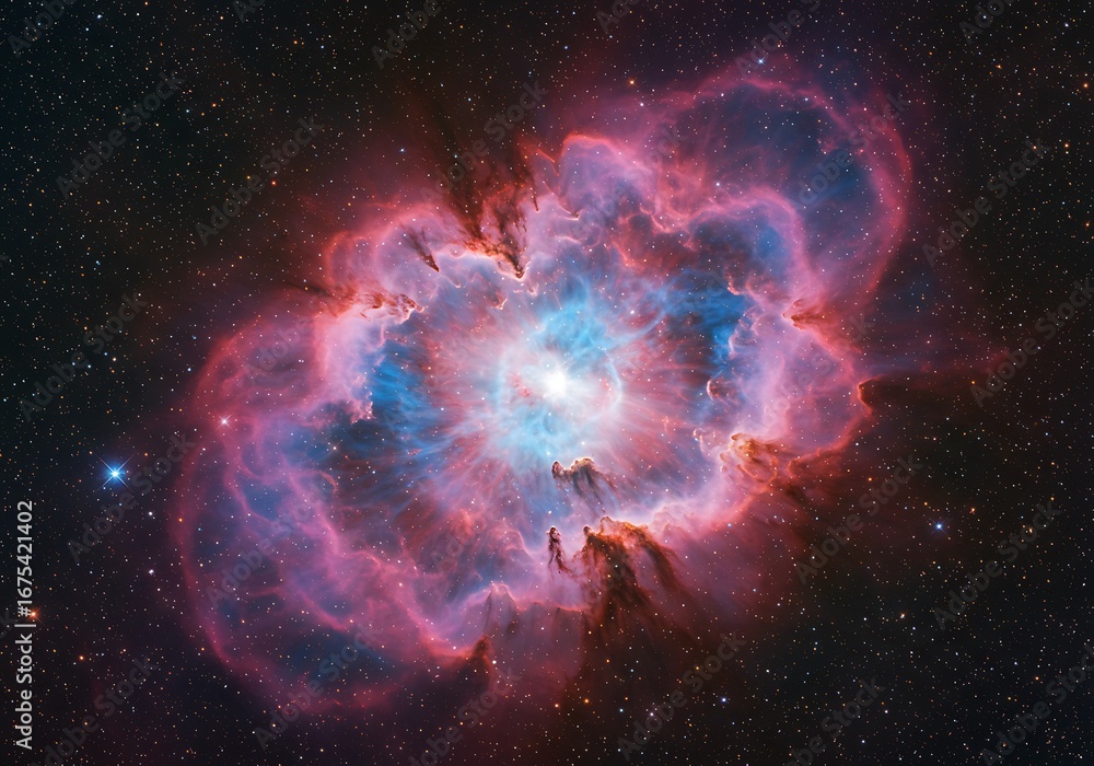 Obraz premium 深紅と青の宇宙花
