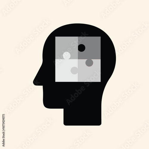 Abstract mind puzzle concept, symbolizing thought process, problem solving, and mental clarity in a modern design.