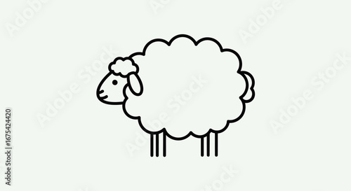 Minimalist Sheep Illustration with Clean Lines for Educational Materials and Children's Books. Suitable for farm-themed projects