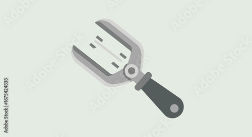 Modern Cartoon Illustration of a Pruning Shear Tool with Gray Tones on a Soft Background for Gardening and Landscaping Projects