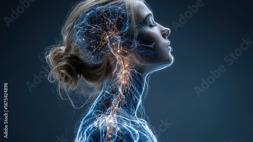 Woman with Neural Network Overlay