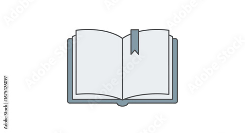 Open Book Illustration with Bookmark for Educational Content and Reading Promotion, Perfect for Use in Digital Learning Platforms and Literary Websites