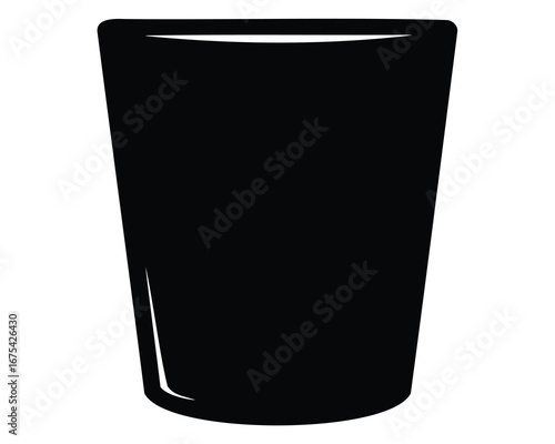 Stylized black silhouette of a pint glass or beverage tumbler shape