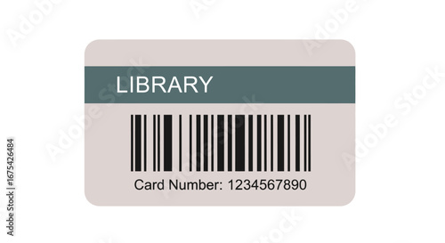 Library Card Illustration Featuring Barcode and Number for Educational Resources and Access to Information in Academic or Public Institutions