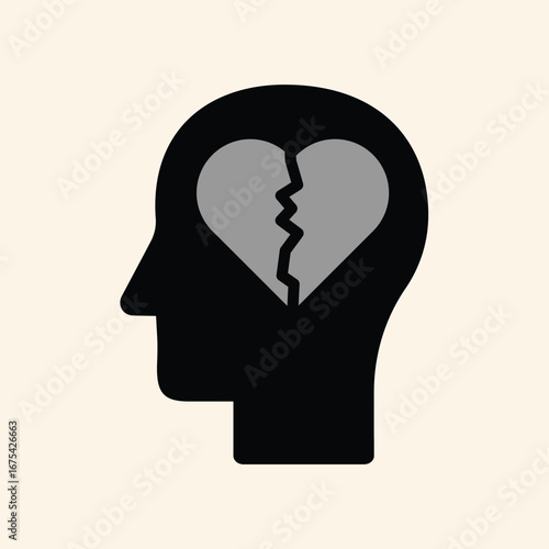 Symbolic representation of emotional pain and mental distress within a human head outline