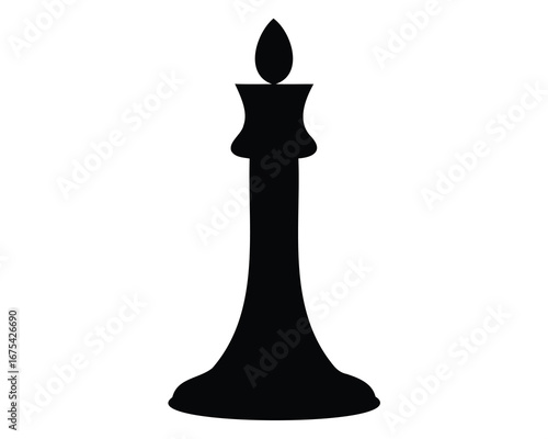 Silhouette of a classic candle holder with a lit candle flame