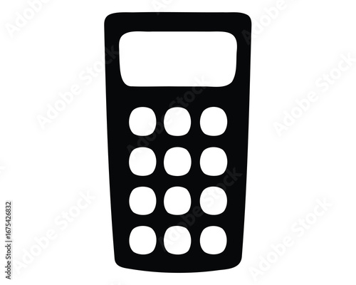 Simple black and white calculator icon with display and buttons