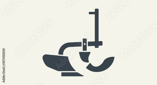 Agricultural Plough Icon for Farming Equipment, Soil Cultivation, and Sustainable Agriculture Practices, Perfect for Illustrating Agronomy and Rural Life