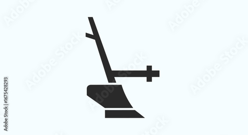 Minimalist Illustration of a Plow, Symbolizing Agriculture, Farming, and Land Cultivation for Educational Materials, Agricultural Publications, and Rural Development Initiatives.