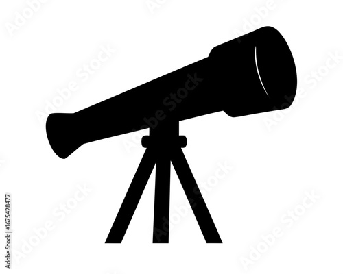 Silhouette of a telescope on a tripod for astronomical observations