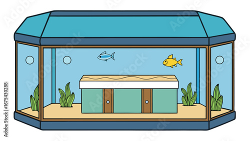 aquarium interior on white background.eps