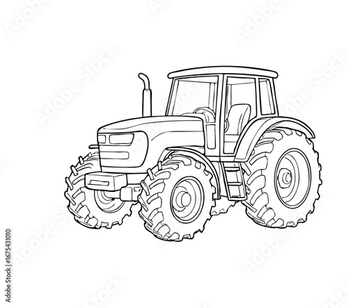 Big Tractor Line Art for Kids – Black and White Coloring Page
