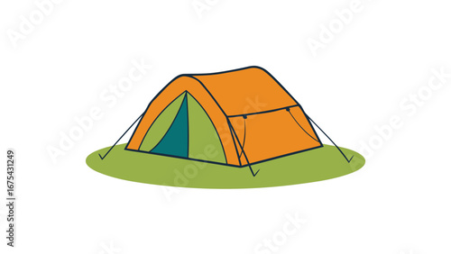 camping tent in meadow on white background.eps