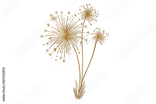 Wallpaper Mural Golden Dandelion Seed Heads with Sparkling Glitter on Black Background Torontodigital.ca