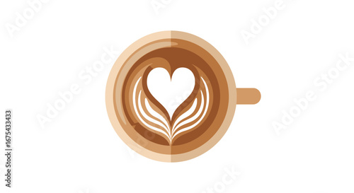 Heart Latte Art in a Beige Coffee Cup