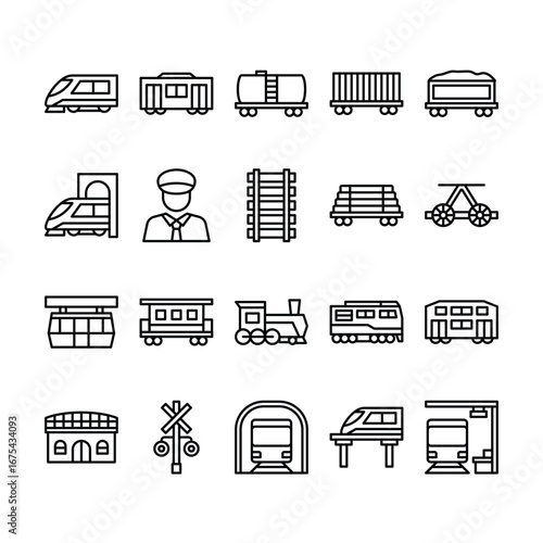 Train outline icon set