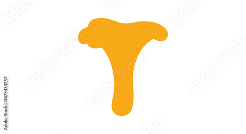 Stylized orange chanterelle mushroom silhouette. A simple, flat vector icon of a wild edible fungus with a wavy, funnel-shaped cap.