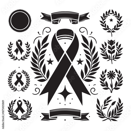 Ribbon Label Emblem Retro Silhouette