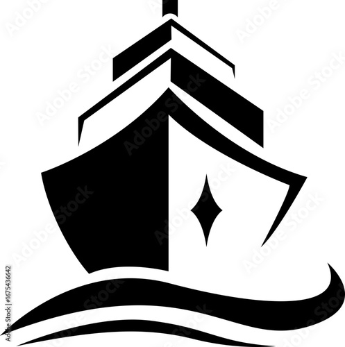 Ship and marine boat set water transport symbol. vessels for travel and transportation set of ship at sea, sail boats, yacht, passenger craft, cruiser and cargo ships Warship navy silhouettes set