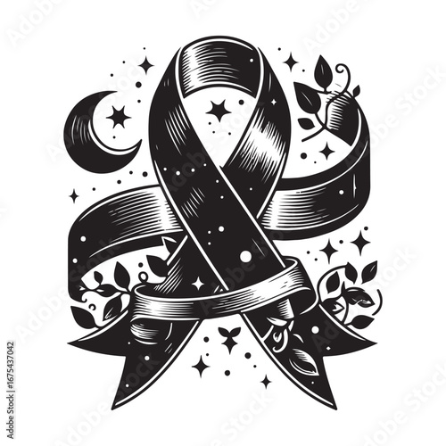Ribbon Label Emblem Retro Silhouette