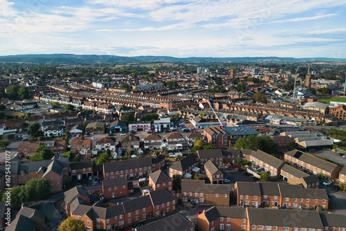 Obraz na plátně Aerial view of a riverside Housing Estate in Taunton, UK