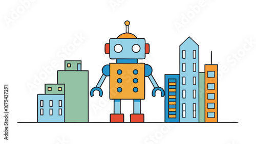 robot city on white background.eps