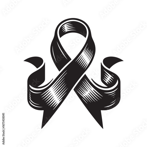 Ribbon Label Emblem Retro Silhouette
