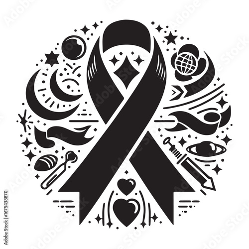 Ribbon Label Emblem Retro Silhouette