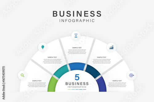 Modern Business Infographic with 5 Key Elements for Success