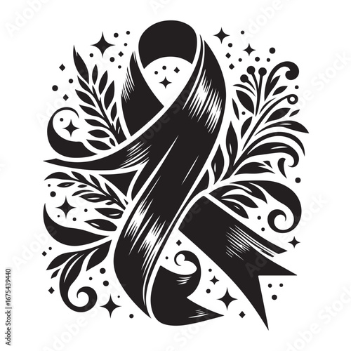 Ribbon Label Emblem Retro Silhouette