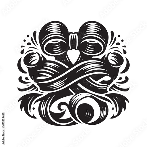 Ribbon Label Emblem Retro Silhouette