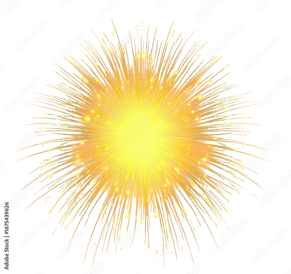 Fototapeta premium Golden Fireworks Burst on Black Background