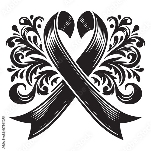 Ribbon Label Emblem Retro Silhouette