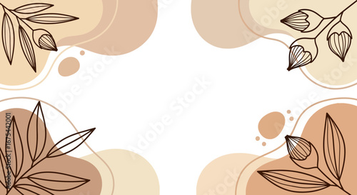 Elegant Botanical Abstract Illustration with Neutral Earth Tone Background for Designs