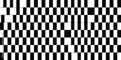 Abstract geometric pattern of black and white vertical stripes with subtle shifts creating a visual illusion