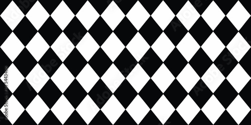 Classic black and white harlequin diamond pattern seamless geometric background